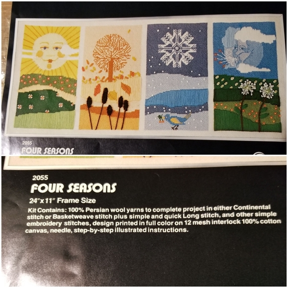vtg 1977 NEEDLEPOINT KIT 4 seasons PICTURE KIT - Picture 4 of 4